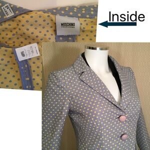 Blue/Gray & Pale Yellow polka dot Moschino Jacket